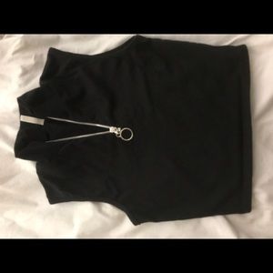 LF ZIP NECK CROP TOP